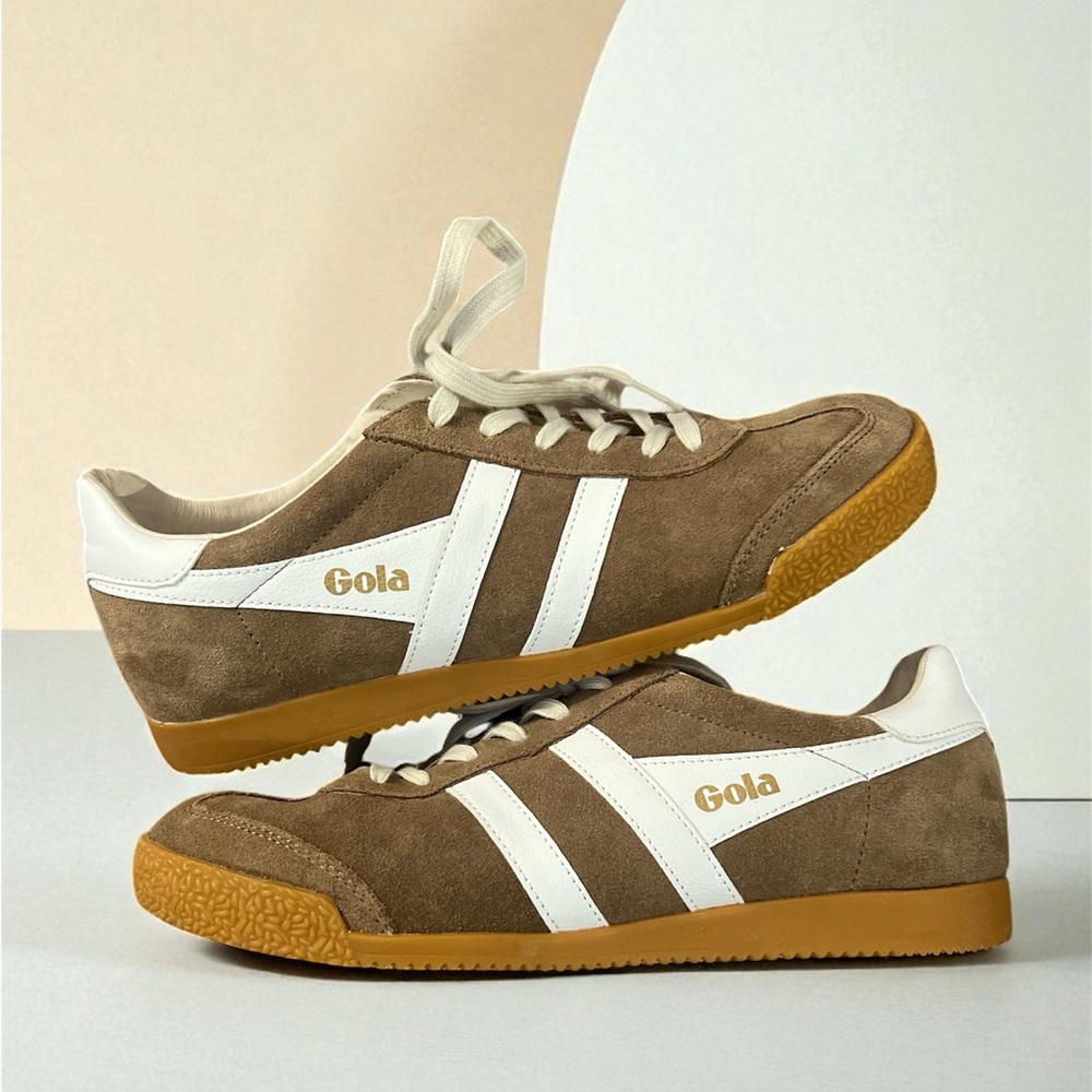 Gola Classic Tan and White Trainers gum sole